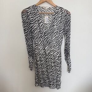 Maje Black and White Zebra Print Long Sleeve Dress